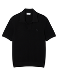 LACOSTE Cotton Blend Open Polo Collar Sweater Black