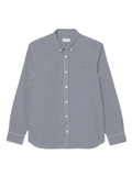 LACOSTE Regular Fit Lightweight Poplin Plaid Shirt White/Blue