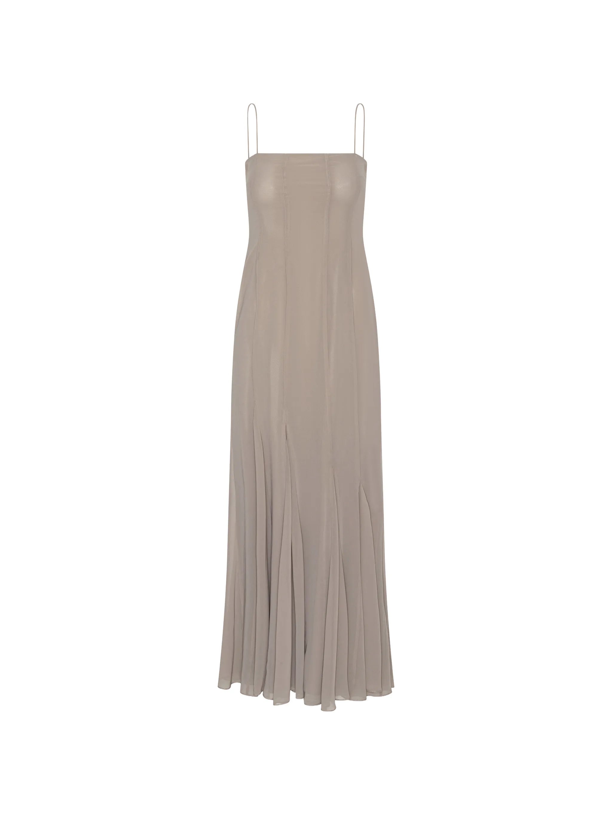 ROTATE BIRGER CHRISTENSEN WOMEN Chiffon Maxi Strap Dress Taupe