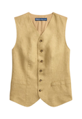 RALPH LAUREN WOMENS Buttoned Délavé Linen Waistcoat Classic Camel