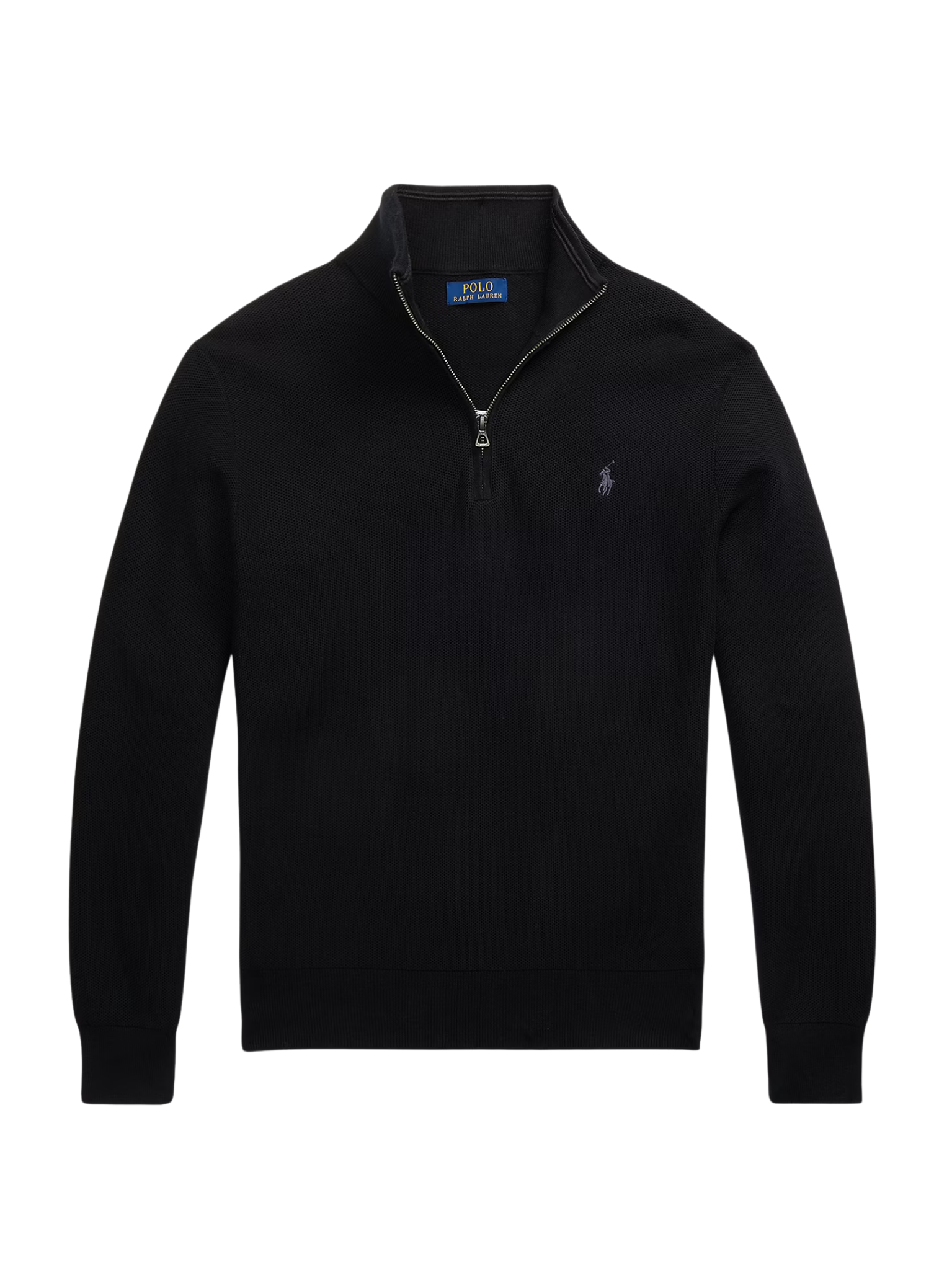 RALPH LAUREN Mesh-Knit Cotton Quarter-Zip Jumper Black