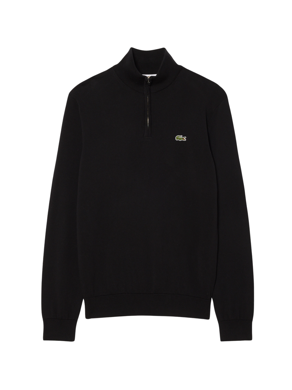 LACOSTE Zipped High Neck Cotton Sweater Black