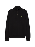 LACOSTE Zipped High Neck Cotton Sweater Black