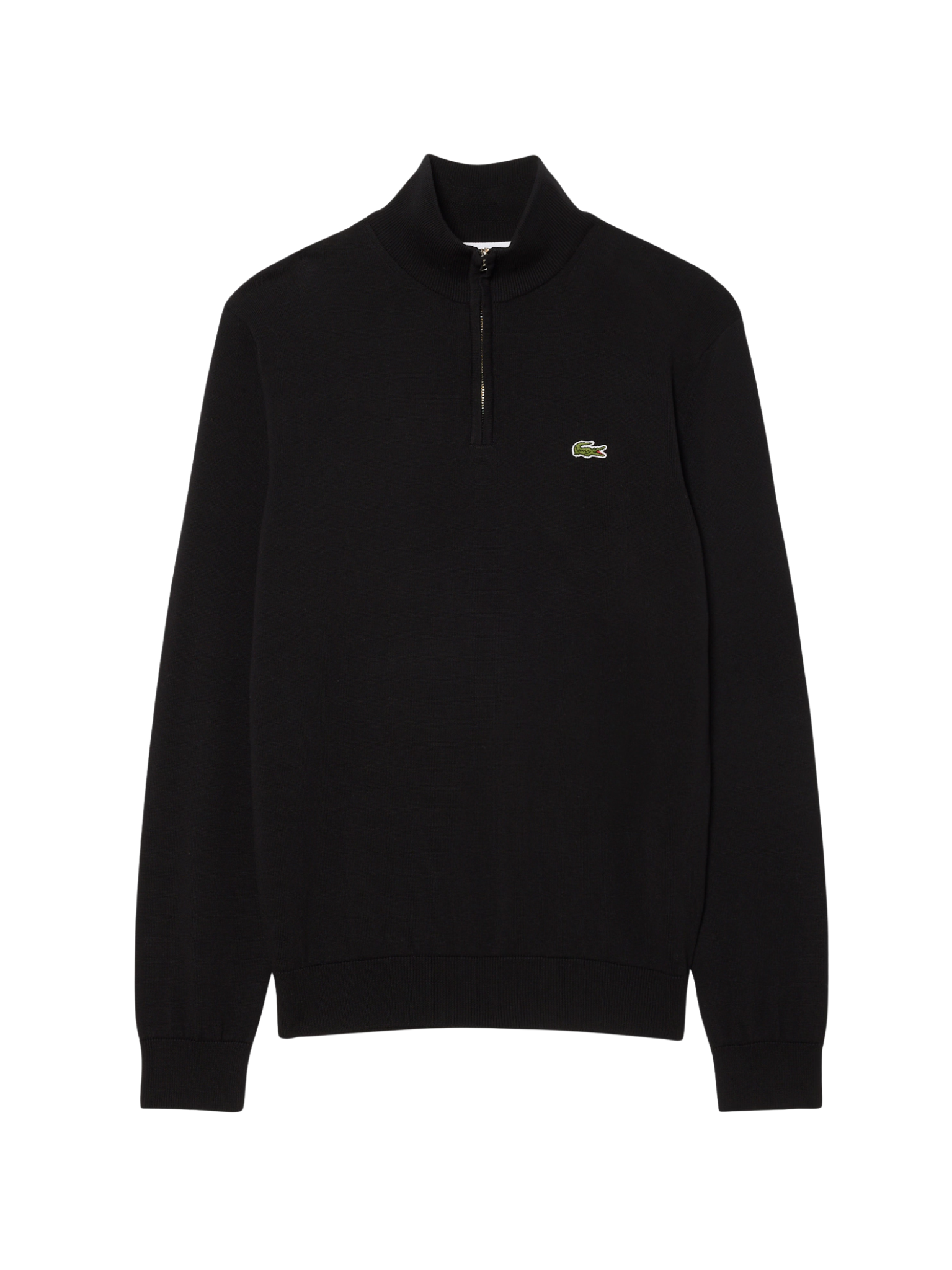 LACOSTE Zipped High Neck Cotton Sweater Black