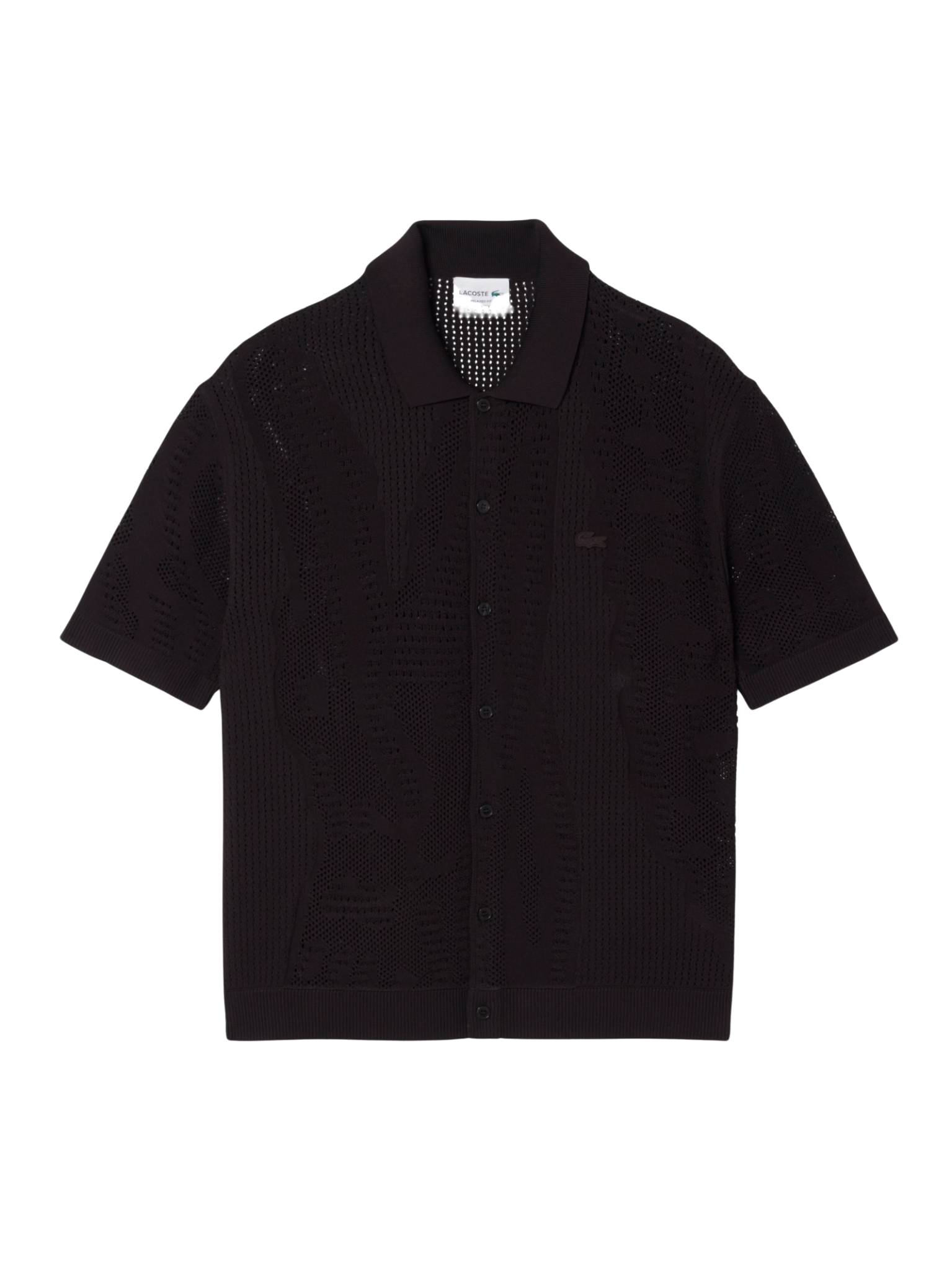 LACOSTE Lacy Knit Crocodile Shirt Brown