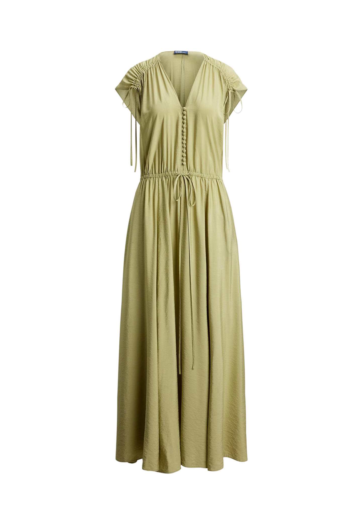 RALPH LAUREN WOMENS Tie-Shoulder Crepe Dress Light Olive