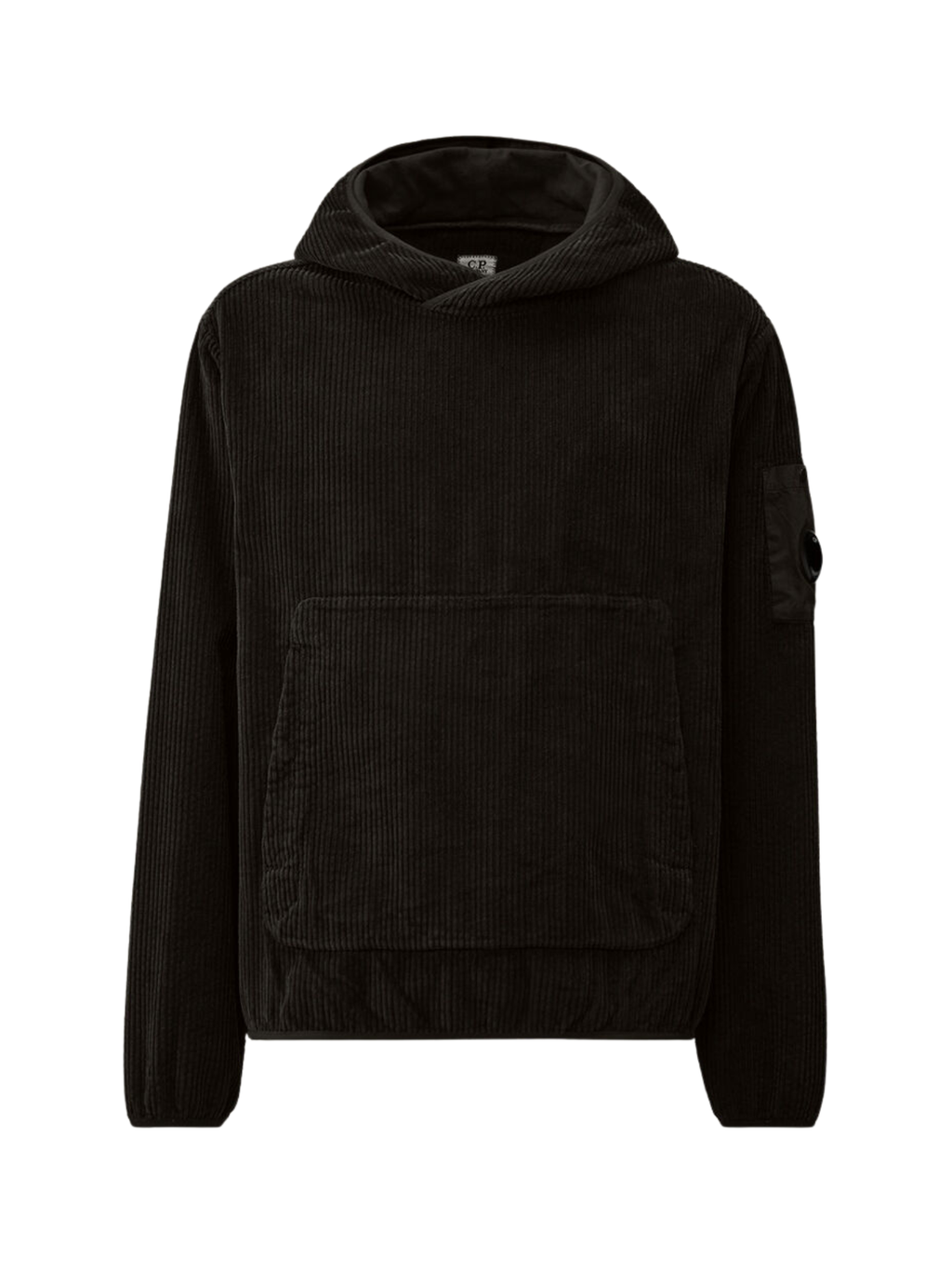 C.P COMPANY Corduroy 350 Lens Hooded Sweatshirt Black