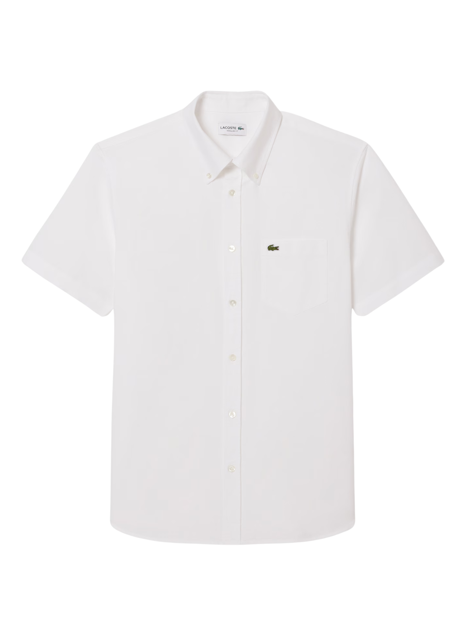 LACOSTE Regular Fit Short Sleeved Oxford Shirt White