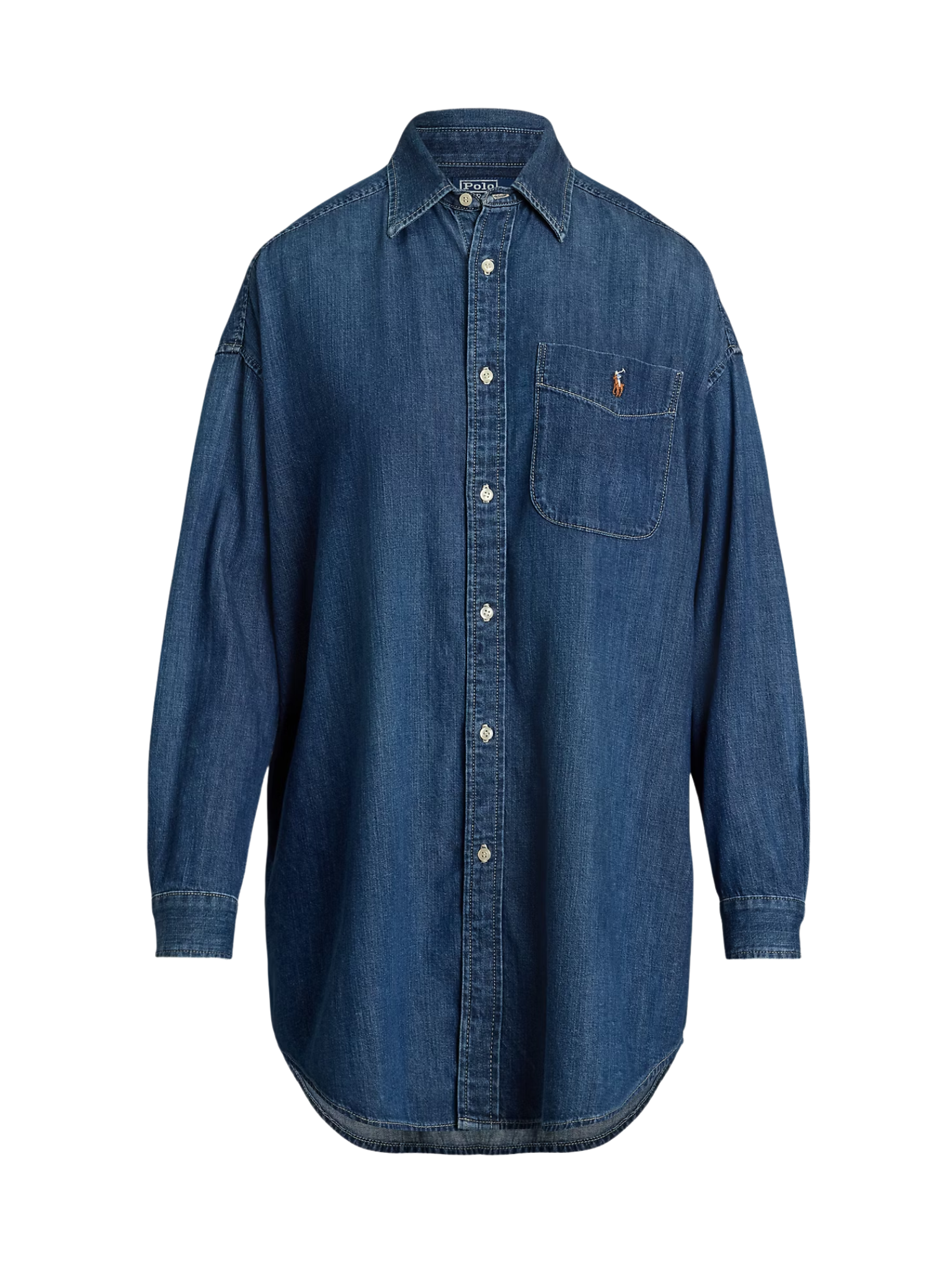 RALPH LAUREN WOMEN Oversize Fit Denim Shirt Remy Wash