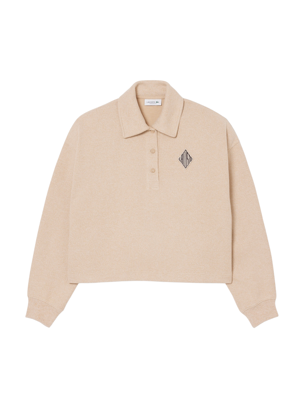 LACOSTE WOMEN Oversized Ribbed Polo Sweatshirt Brown