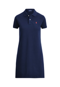 RALPH LAUREN WOMENS Cotton Mesh Polo Dress Newport Navy