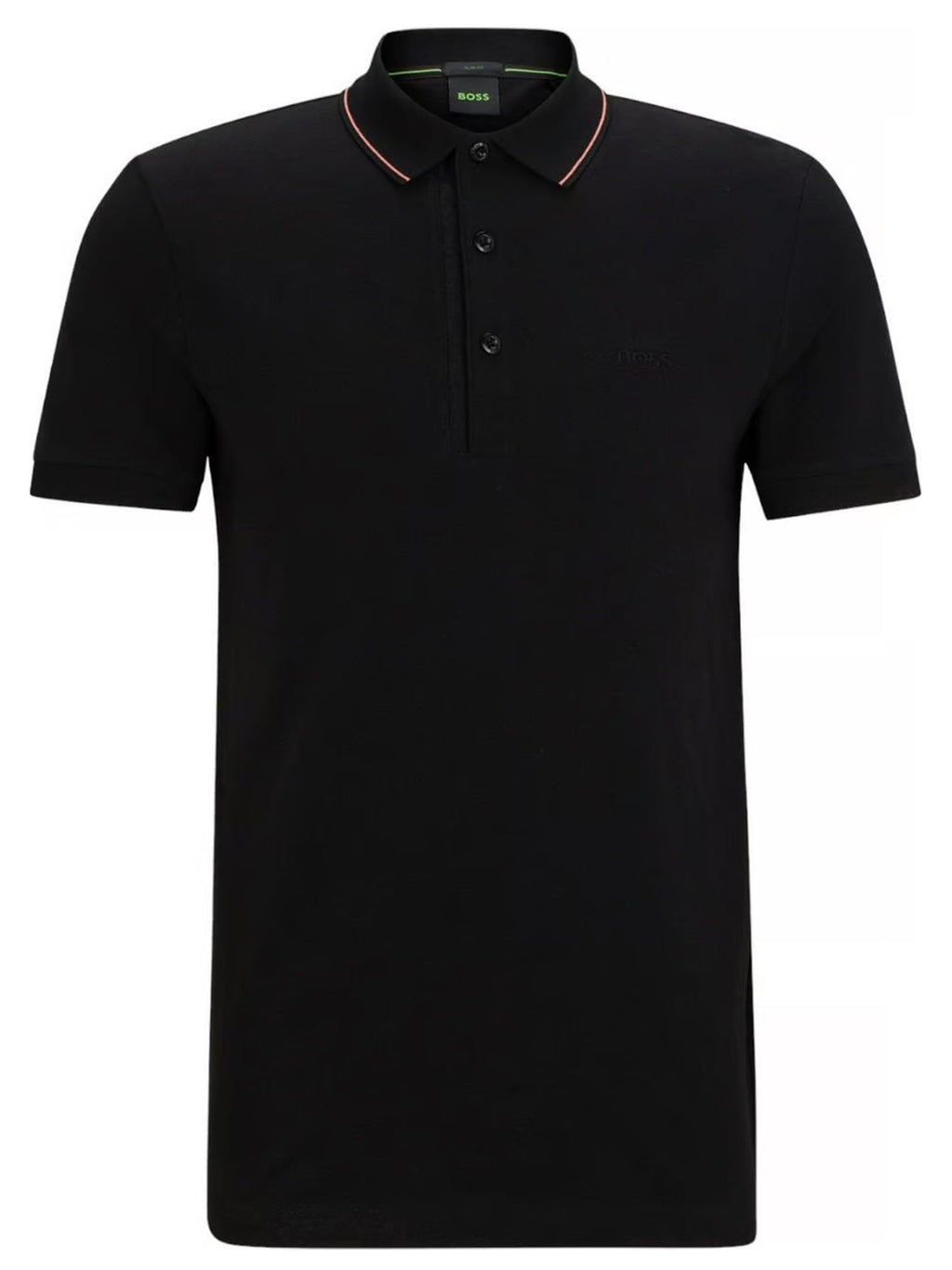 BOSS Paule 4 Logo Patch Pique Polo Shirt Black