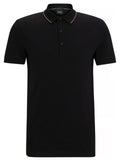 BOSS Paule 4 Logo Patch Pique Polo Shirt Black