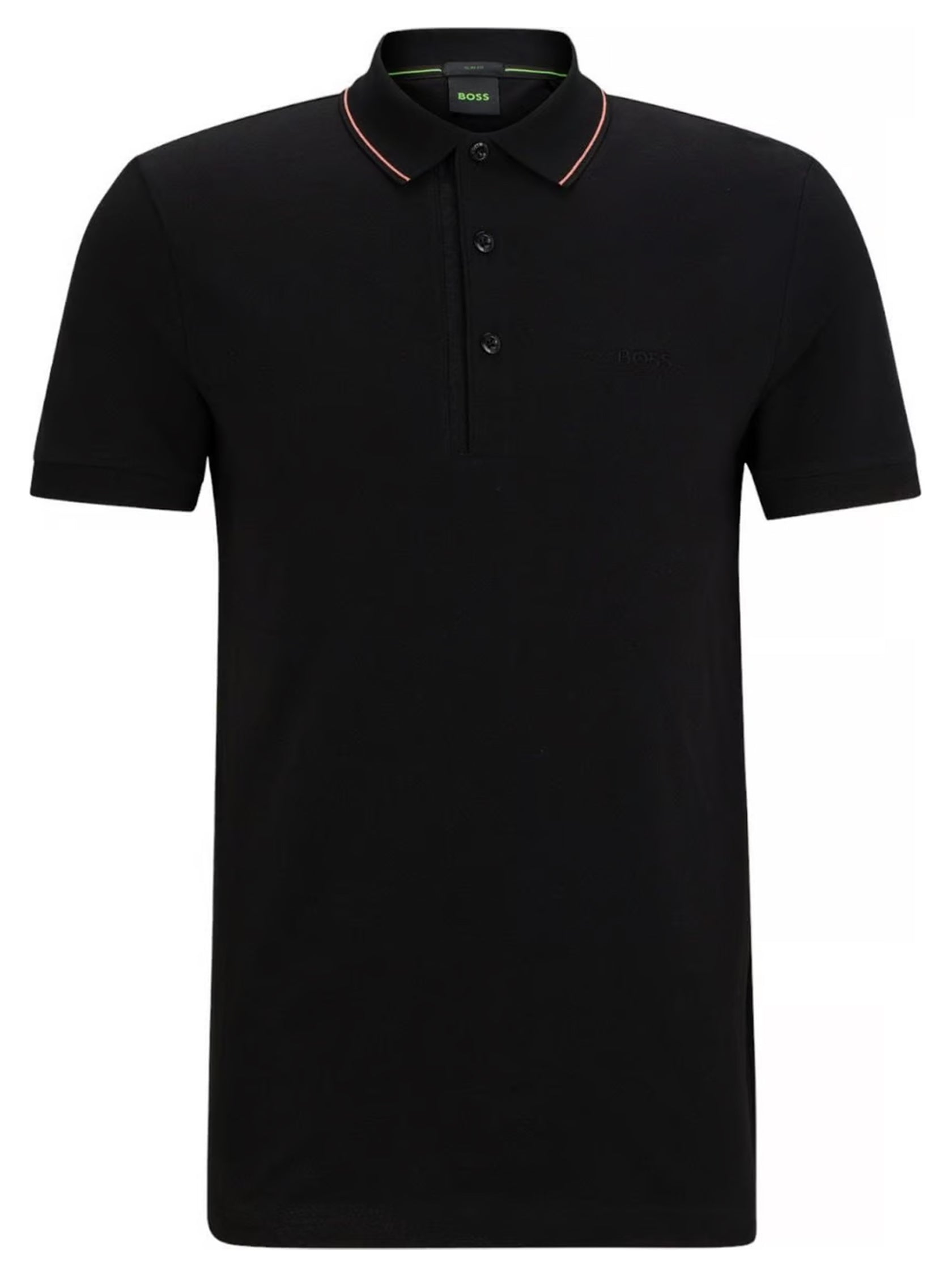BOSS Paule 4 Logo Patch Pique Polo Shirt Black