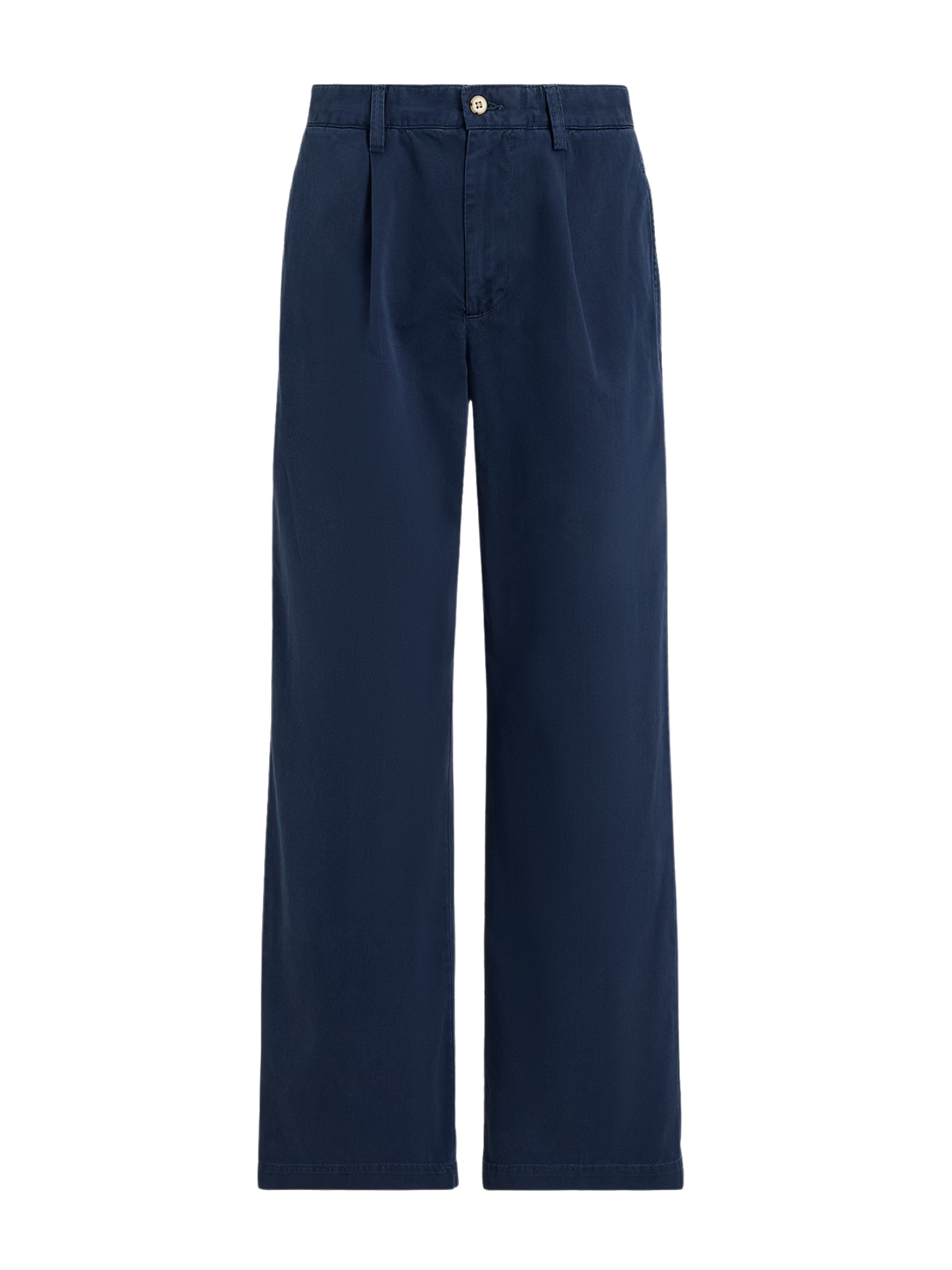 RALPH LAUREN WOMEN Pleated Cotton-Blend Relaxed Trousers Navy