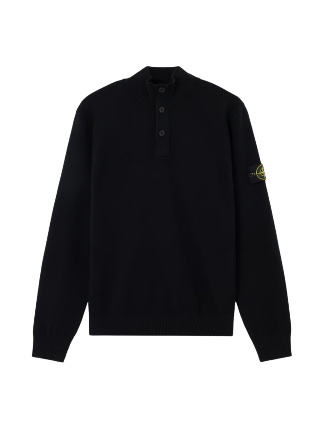 STONE ISLAND Wool Half Button Jumper Black