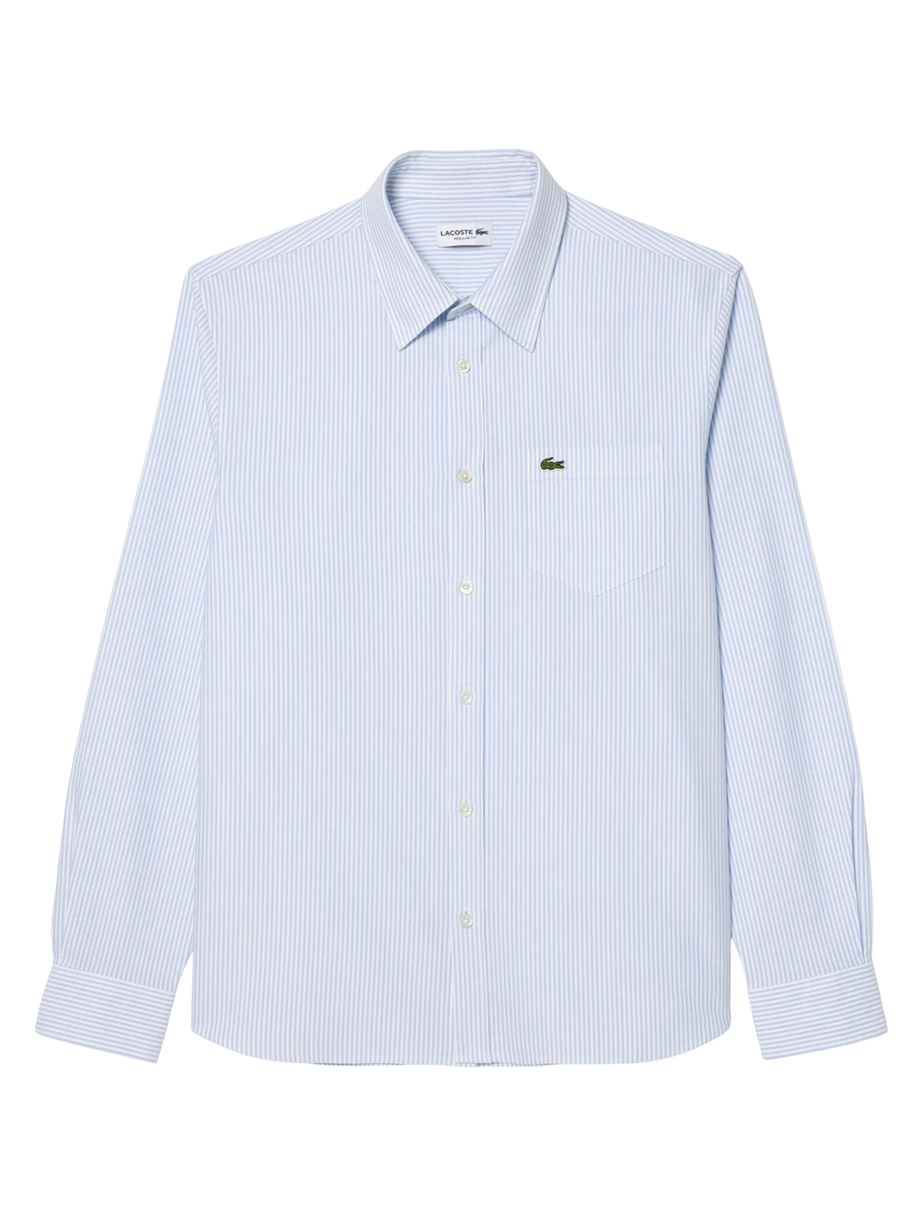 LACOSTE Regular Fit Striped Oxford Shirt Blue/White