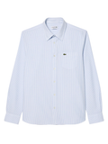 LACOSTE Regular Fit Striped Oxford Shirt Blue/White