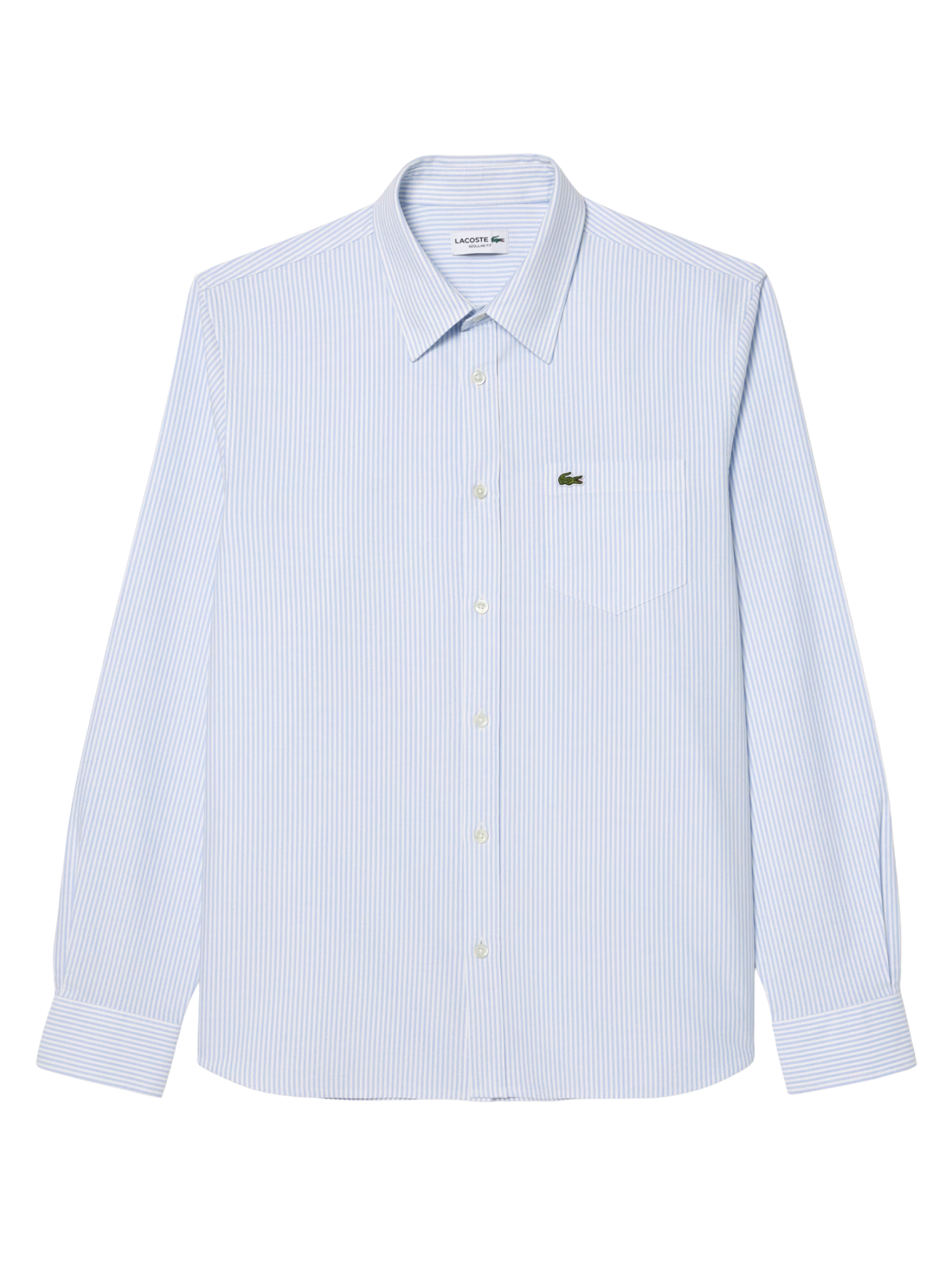 LACOSTE Regular Fit Striped Oxford Shirt Blue/White