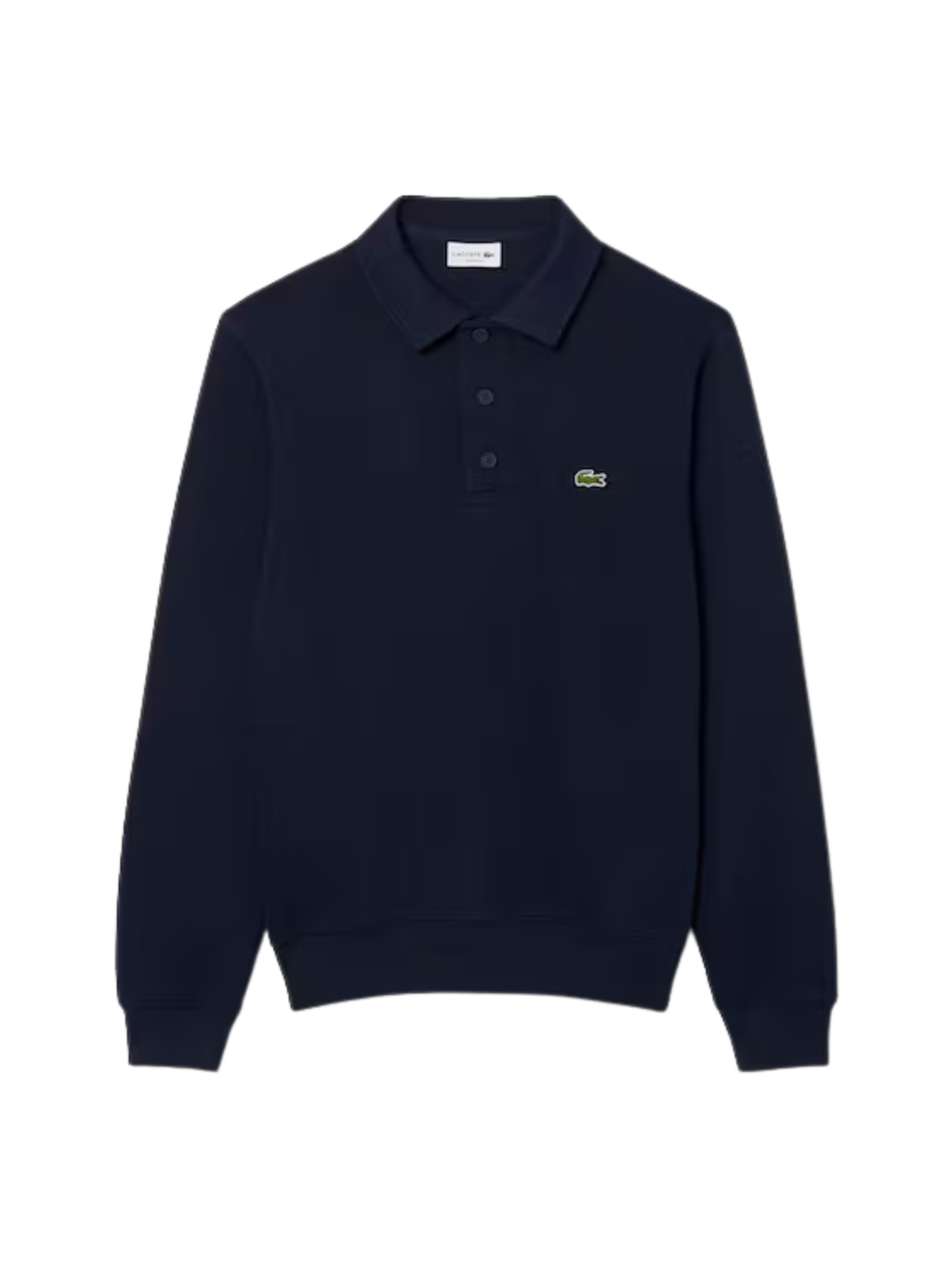 LACOSTE Ribbed Cotton Polo Collar Sweatshirt Midnight Blue