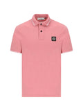 STONE ISLAND Logo Patch Cotton Piqué Polo Shirt Pink