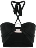ALEXANDRE VAUTHIER WOMEN Embellished-ring Halterneck Crop Top Black