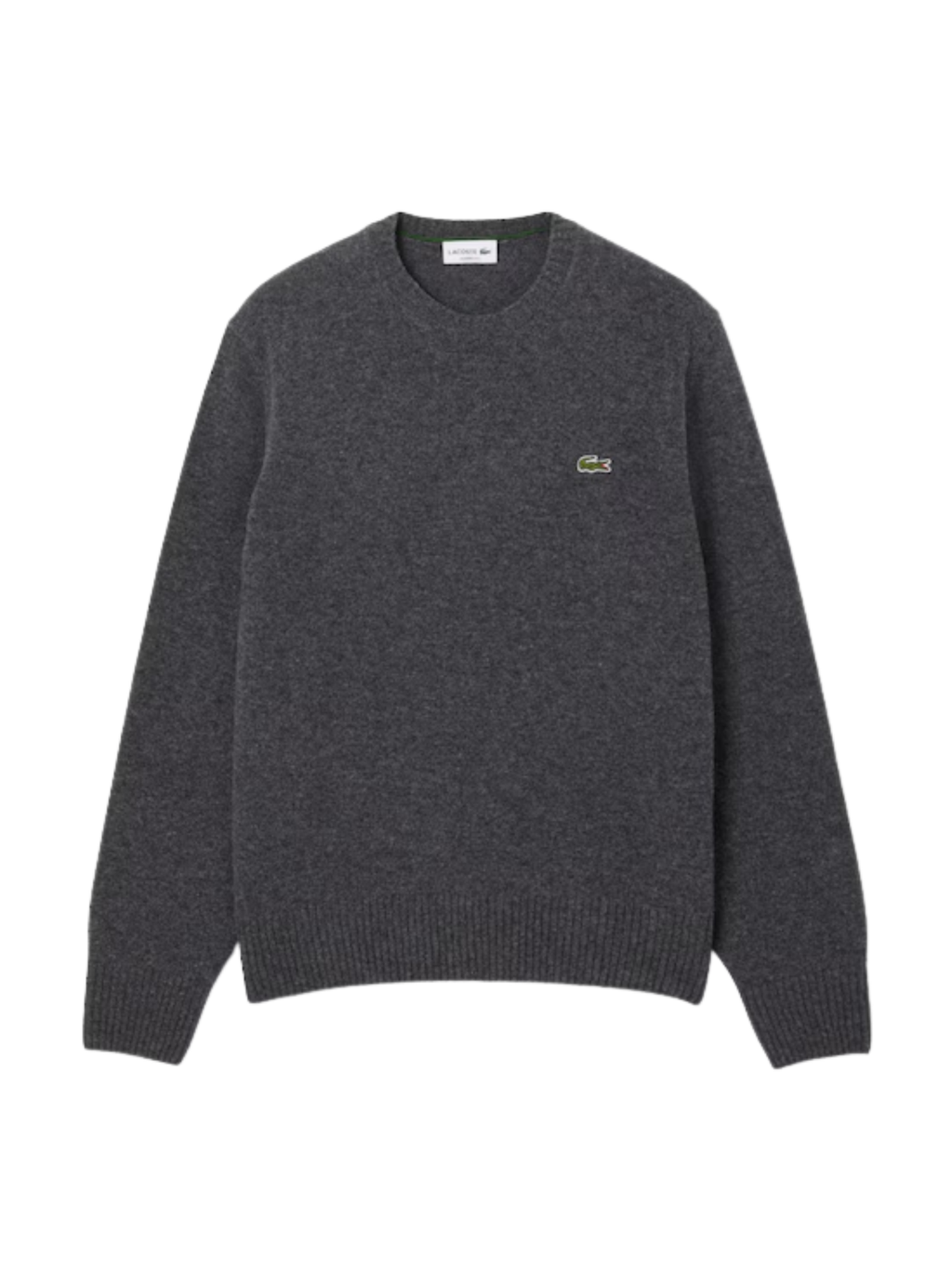 LACOSTE Wool Crew Neck Sweater Heathered Grey