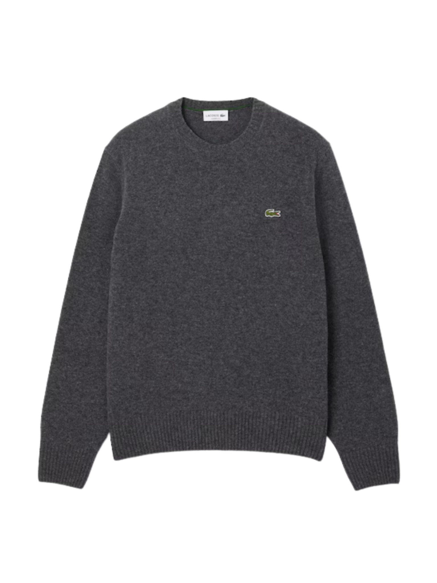 LACOSTE Wool Crew Neck Sweater Heathered Grey