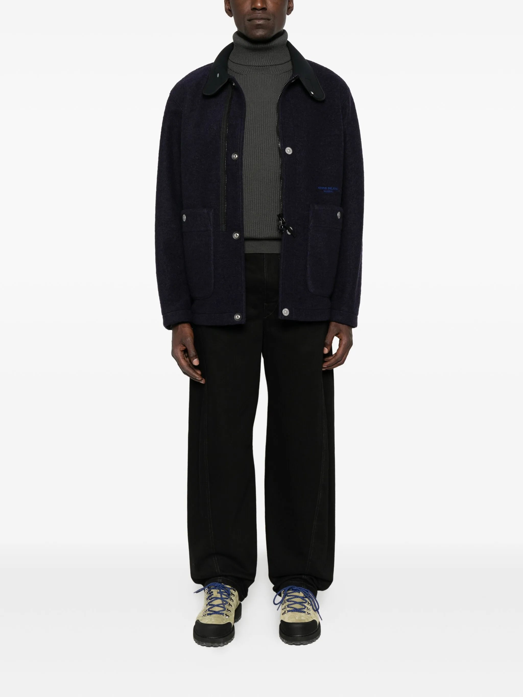 STONE ISLAND Ribbed Turtleneck Sweater Lead Grey