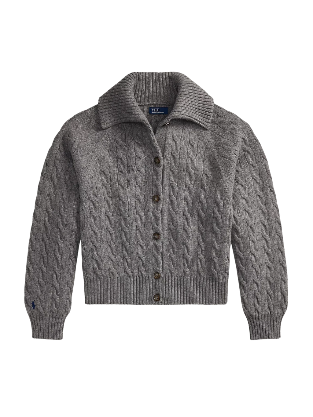 RALPH LAUREN WOMEN Cable-knit Wool Cashmere Jacket	Flannel Grey Heather
