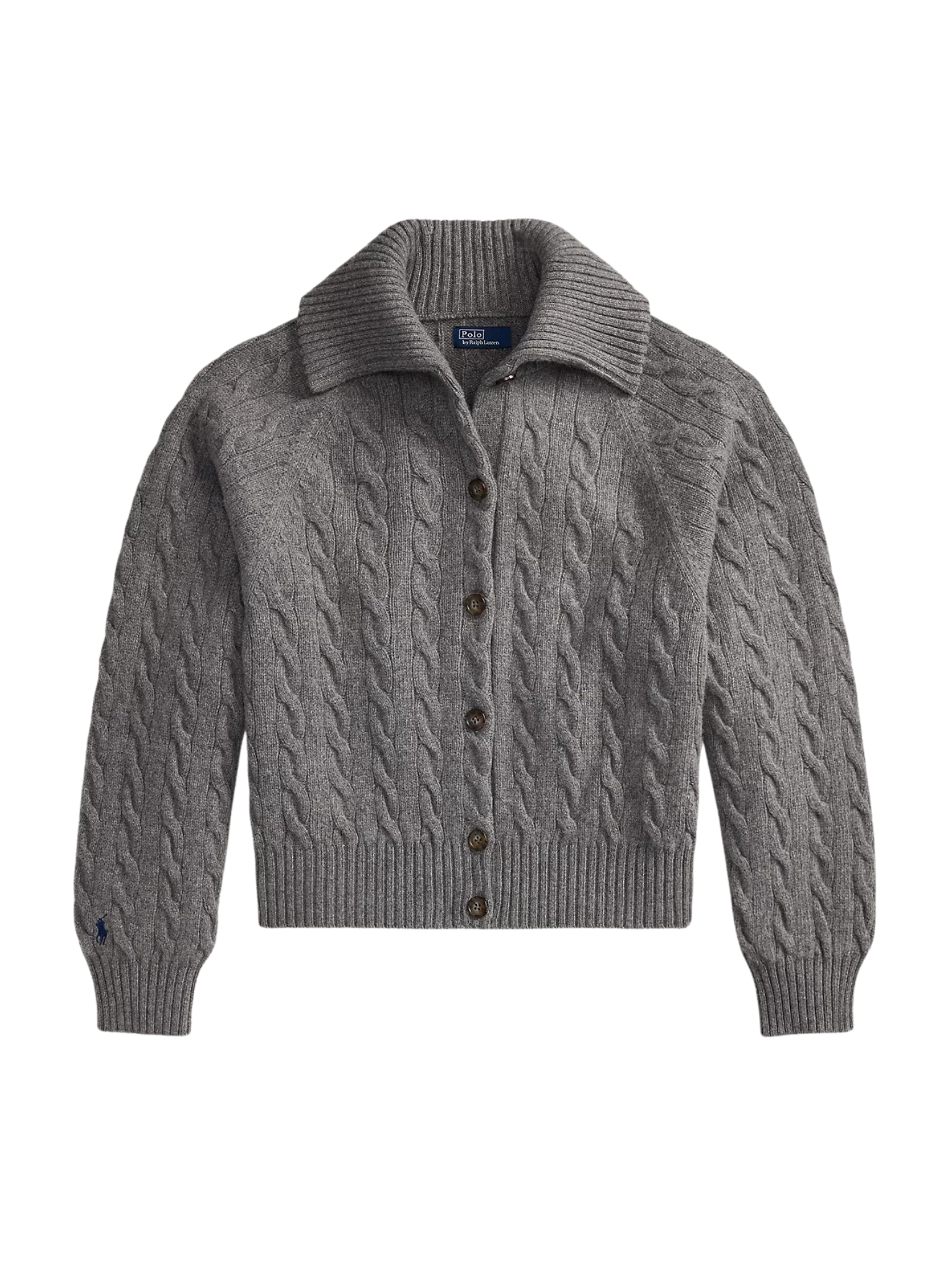 RALPH LAUREN WOMEN Cable-knit Wool Cashmere Jacket	Flannel Grey Heather