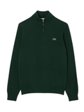LACOSTE Zipped High Neck Cotton Sweater Sinople Green