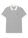 LACOSTE Classic Fit Striped Petit Pique Polo Shirt White/Black