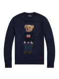 RALPH LAUREN WOMEN Polo Bear Cotton-Linen Jumper Navy Blue