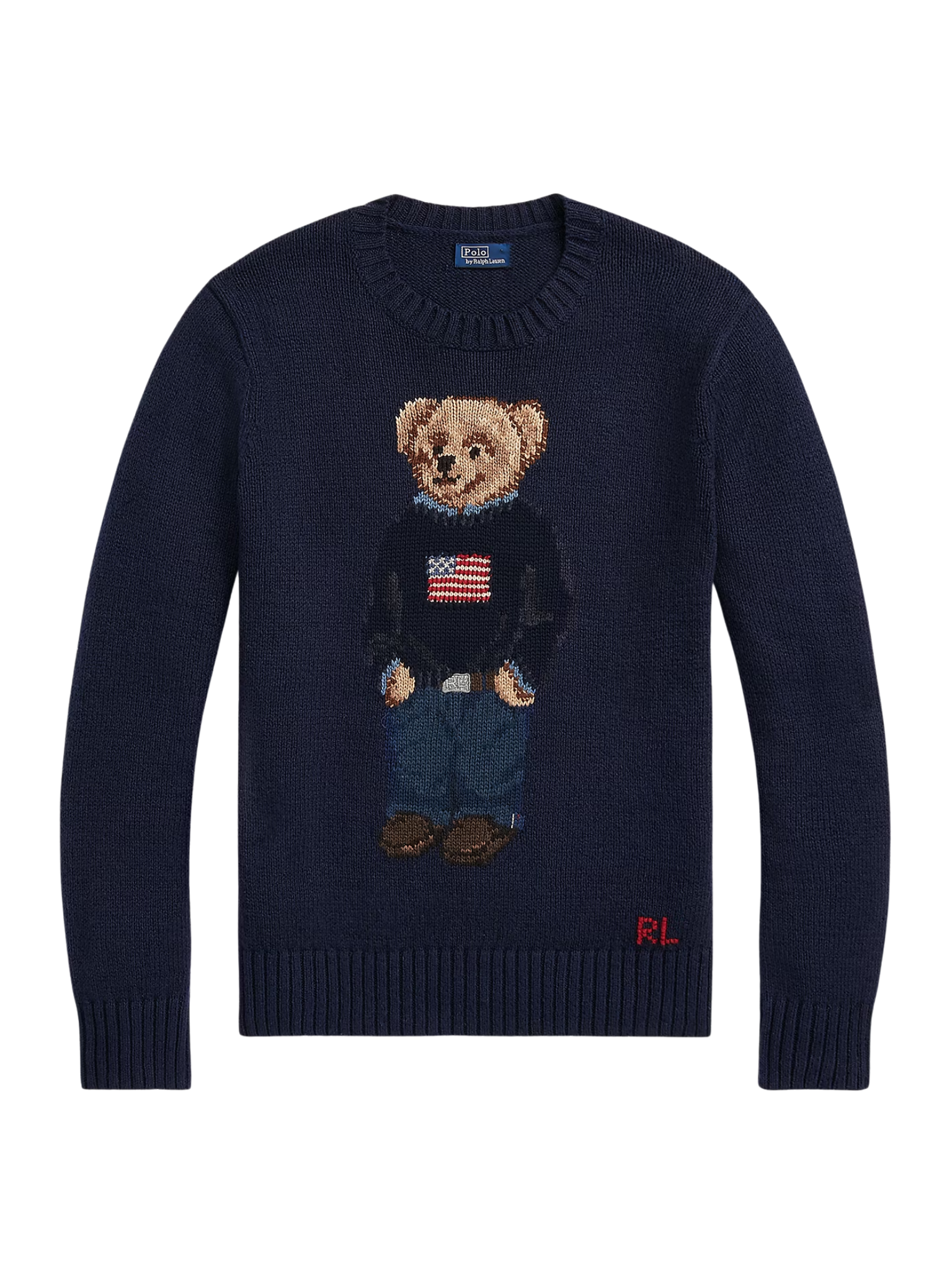 RALPH LAUREN WOMEN Polo Bear Cotton-Linen Jumper Navy Blue