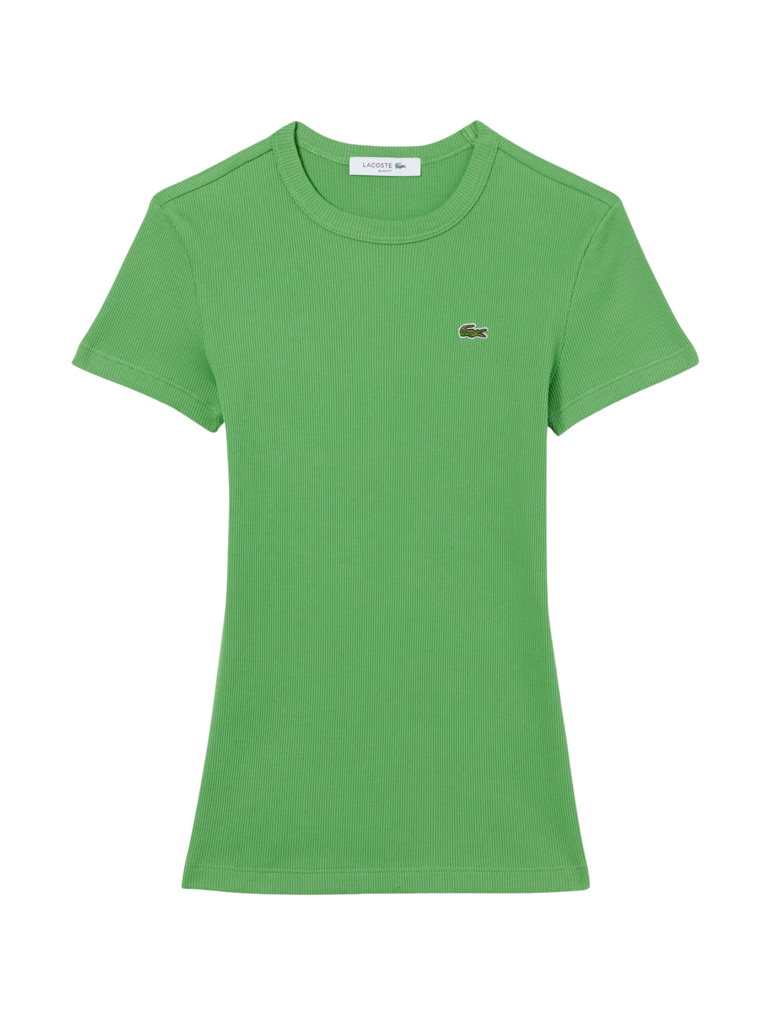 LACOSTE WOMEN Slim Fit Ribbed Cotton T-shirt Green