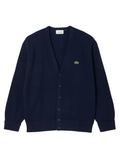 LACOSTE Relaxed Fit Carded Wool Cardigan Midnight Blue