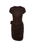 ROTATE BIRGER CHRISTENSEN WOMEN Draped Mini Dress Dark Brown