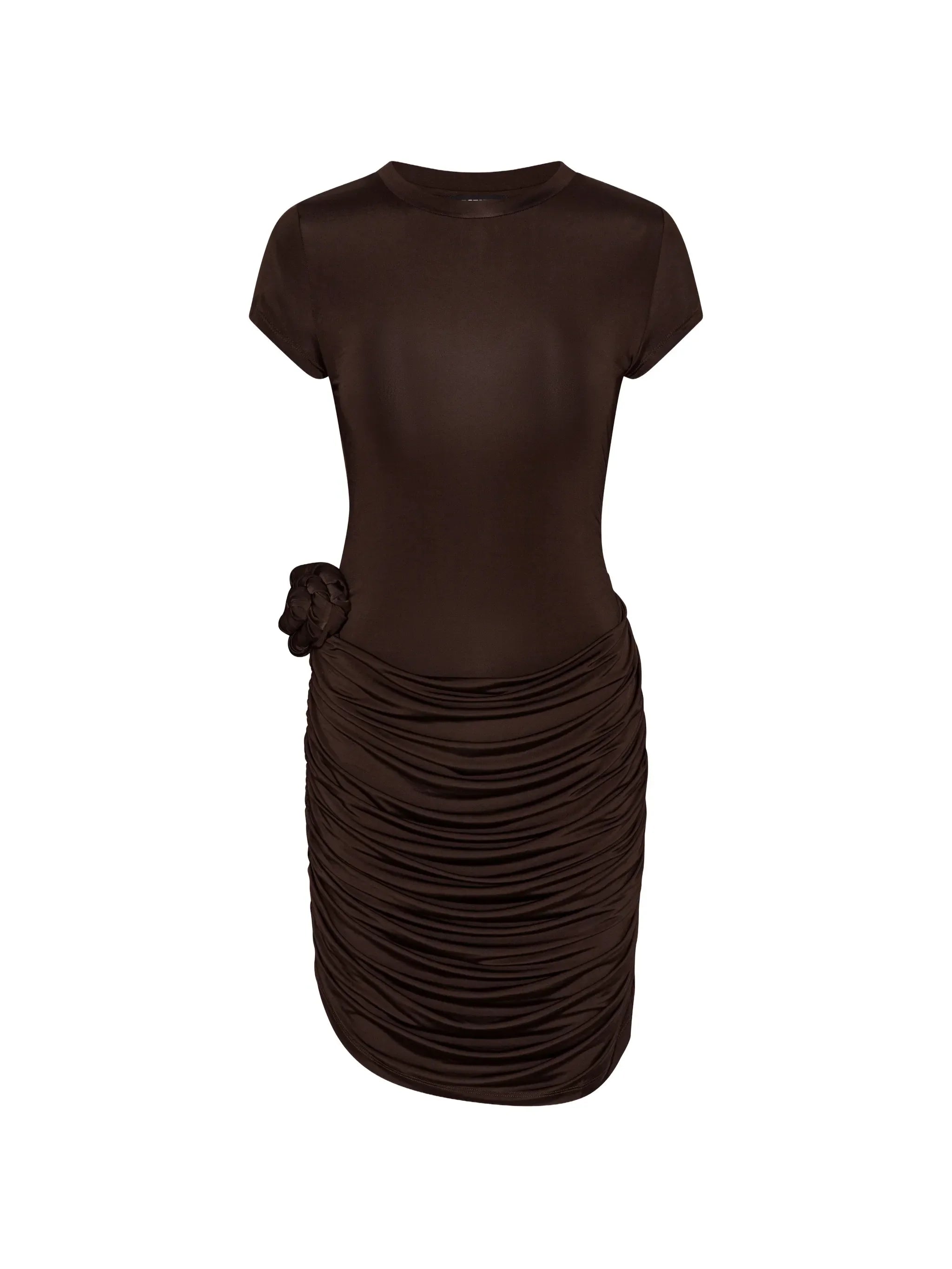 ROTATE BIRGER CHRISTENSEN WOMEN Draped Mini Dress Dark Brown