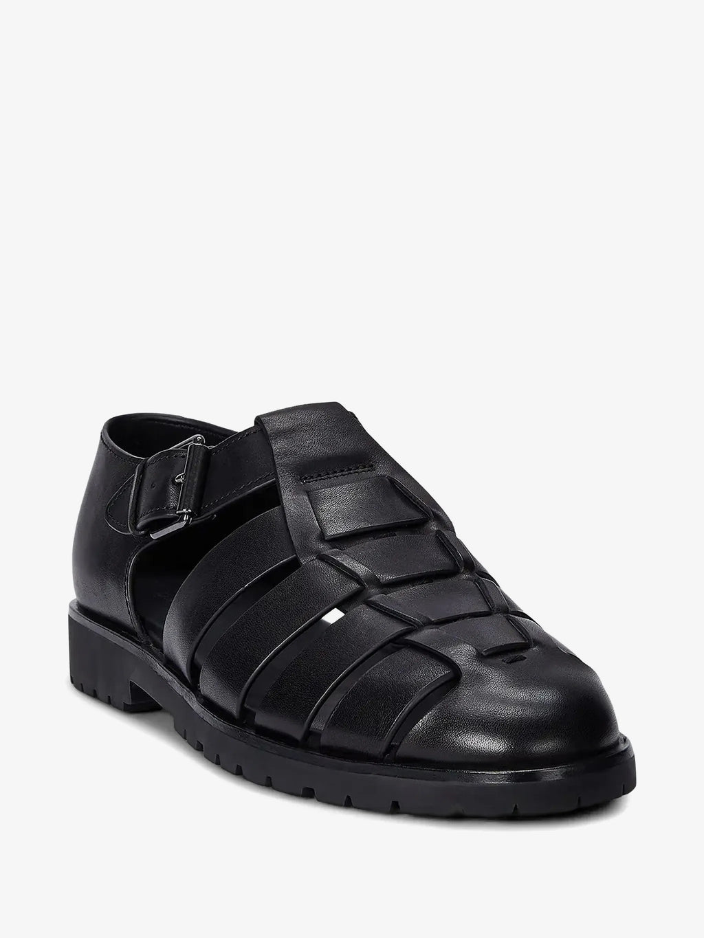RALPH LAUREN Leather Fisherman Sandals Black