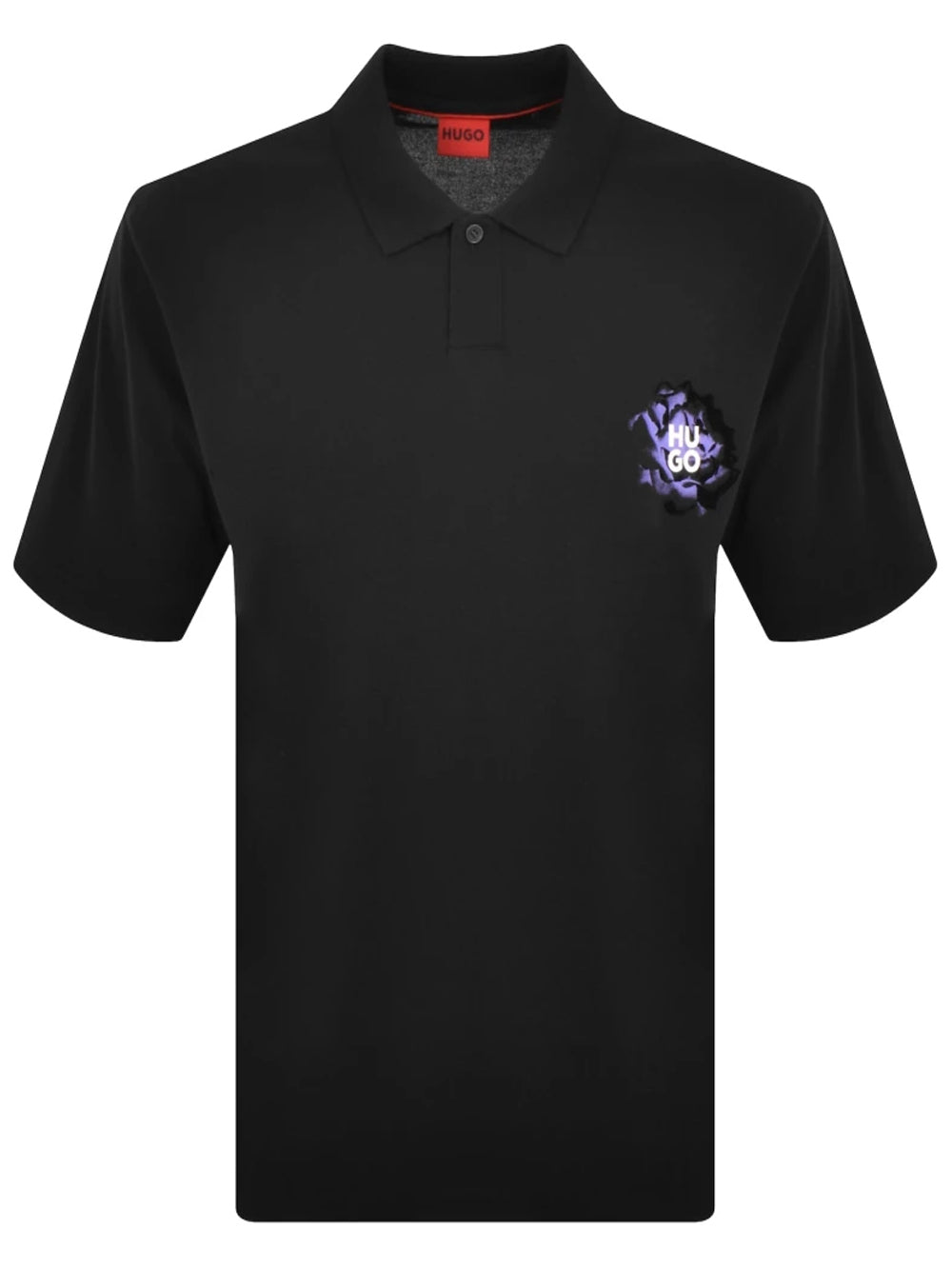 HUGO Dignipolo Logo Graphic Print Polo Shirt Black