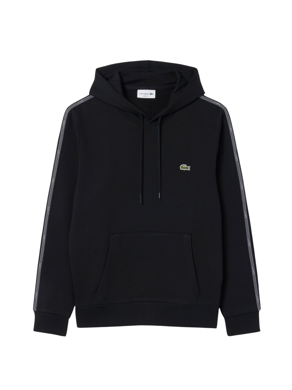 LACOSTE Logo Stripe Zipped Hoodie Black