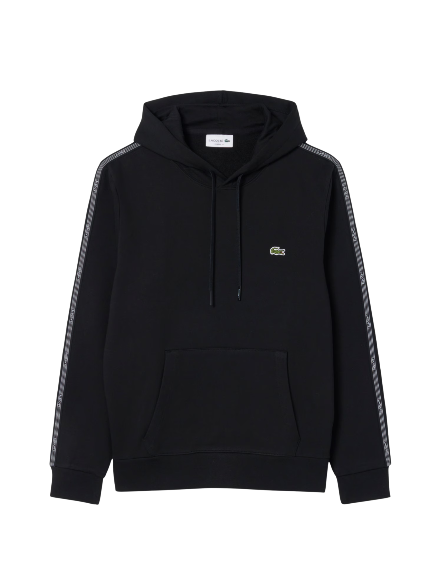 LACOSTE Logo Stripe Zipped Hoodie Black