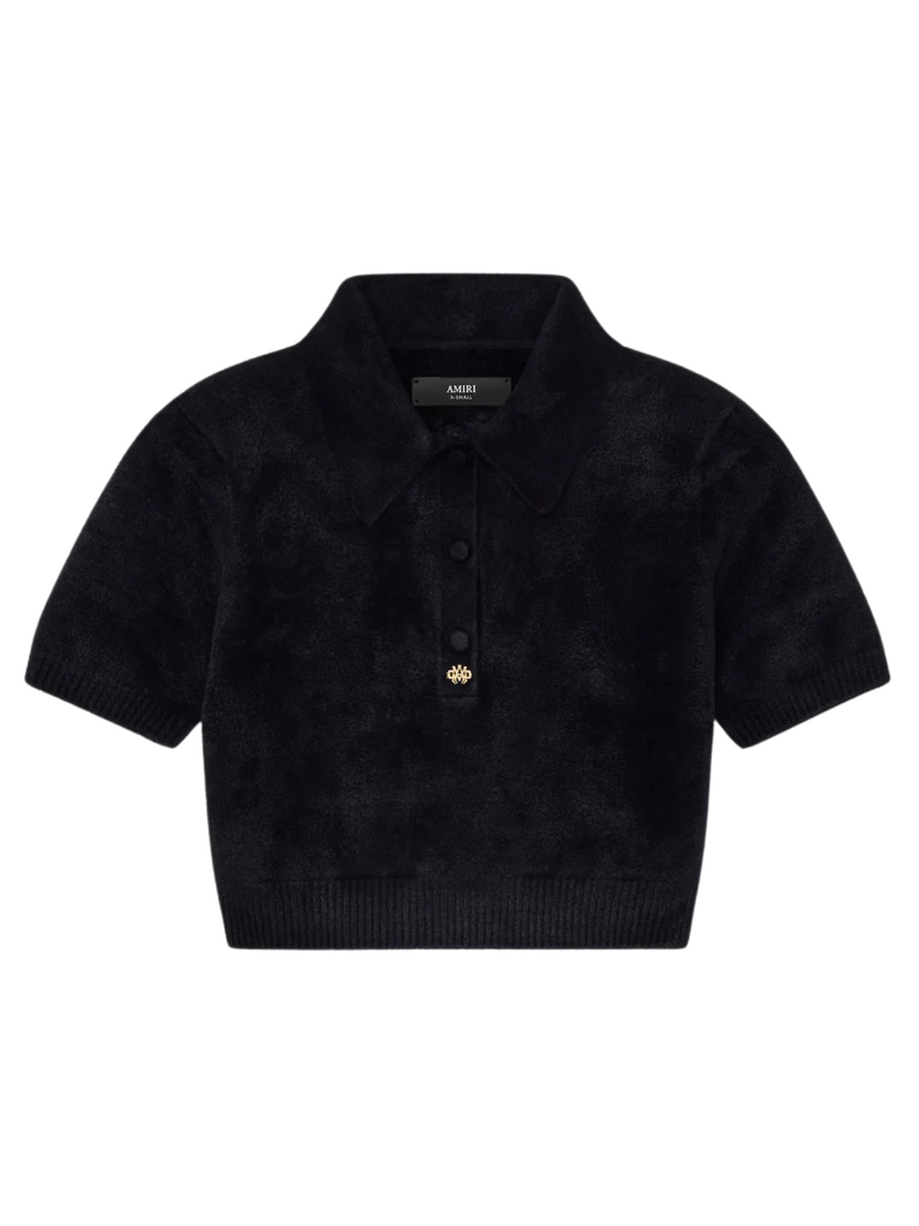 AMIRI WOMEN Velvet Polo Shirt Black