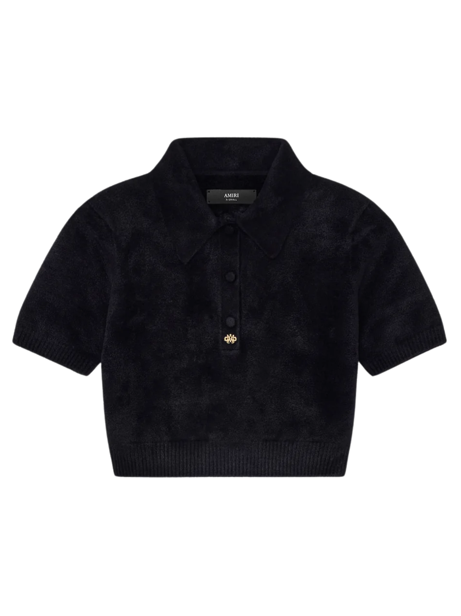 AMIRI WOMEN Velvet Polo Shirt Black