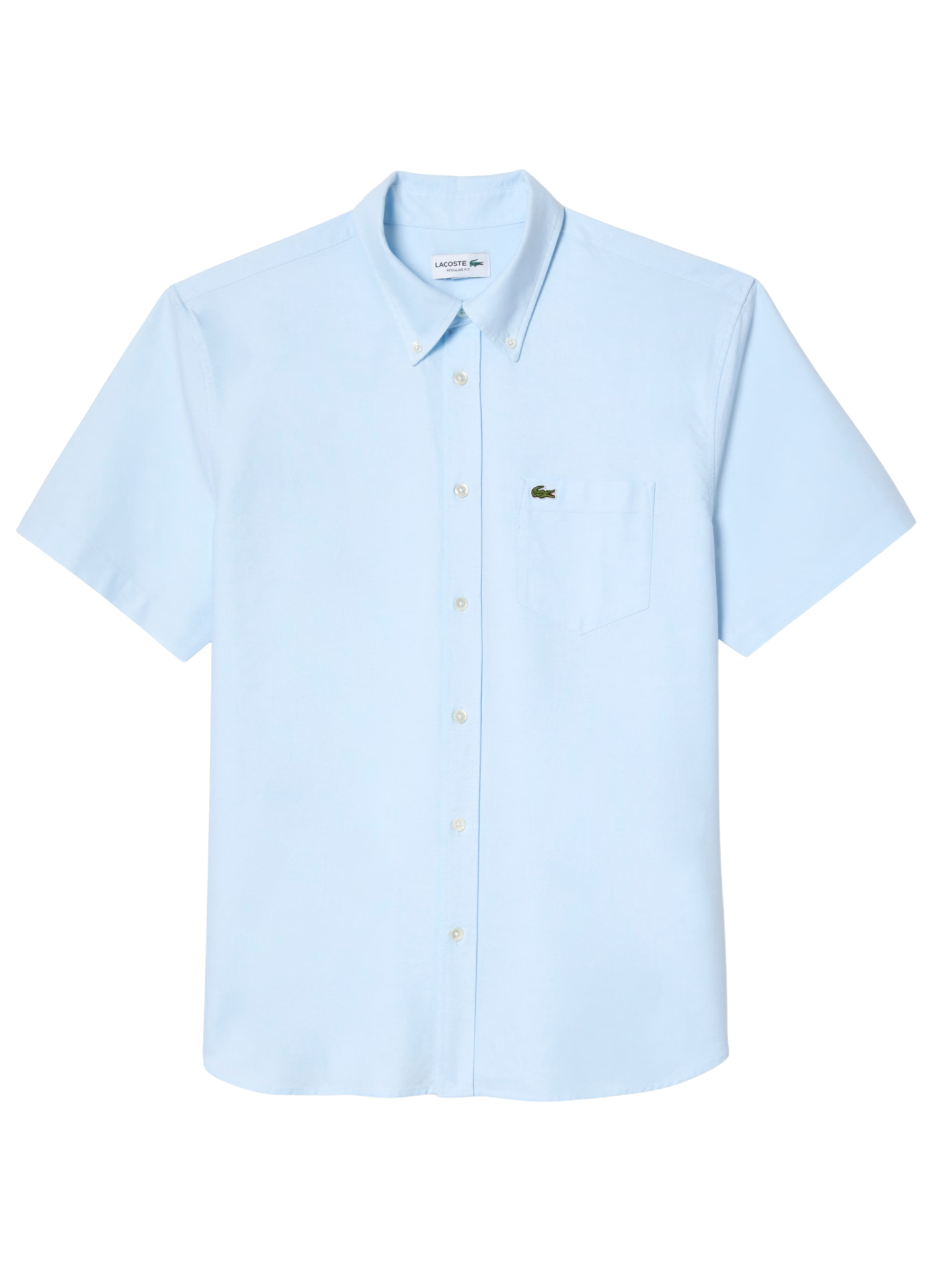 LACOSTE Regular Fit Short Sleeved Oxford Shirt Light Blue