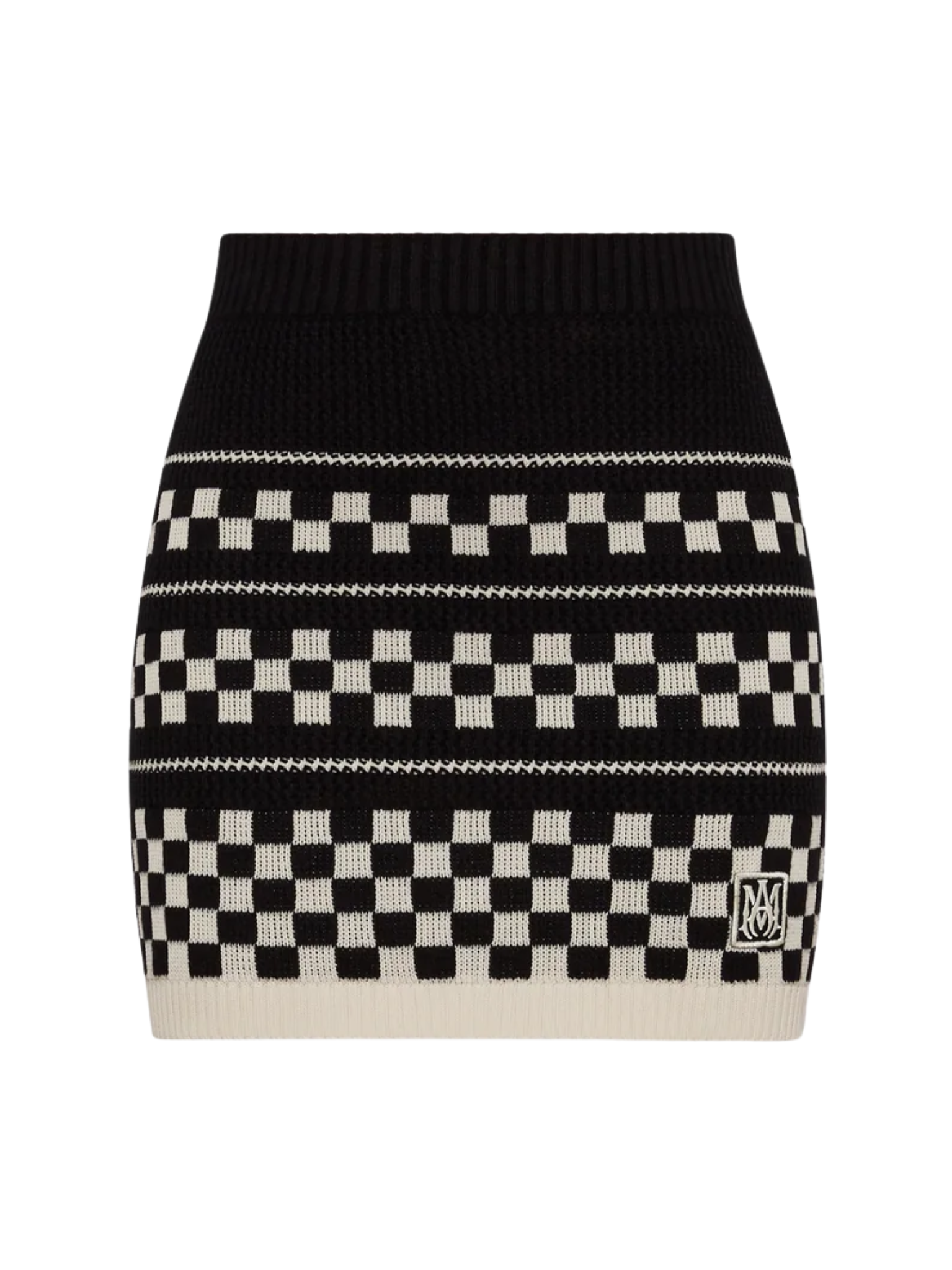 AMIRI WOMEN Checkered Mesh Skirt Black