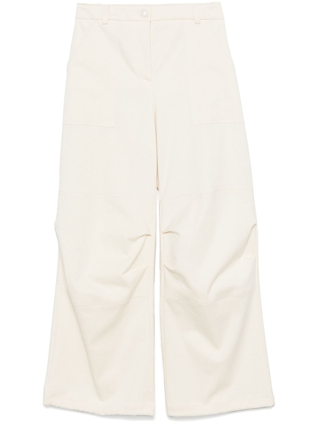 MONCLER WOMEN Stretch Cotton Cargo Trousers Beige