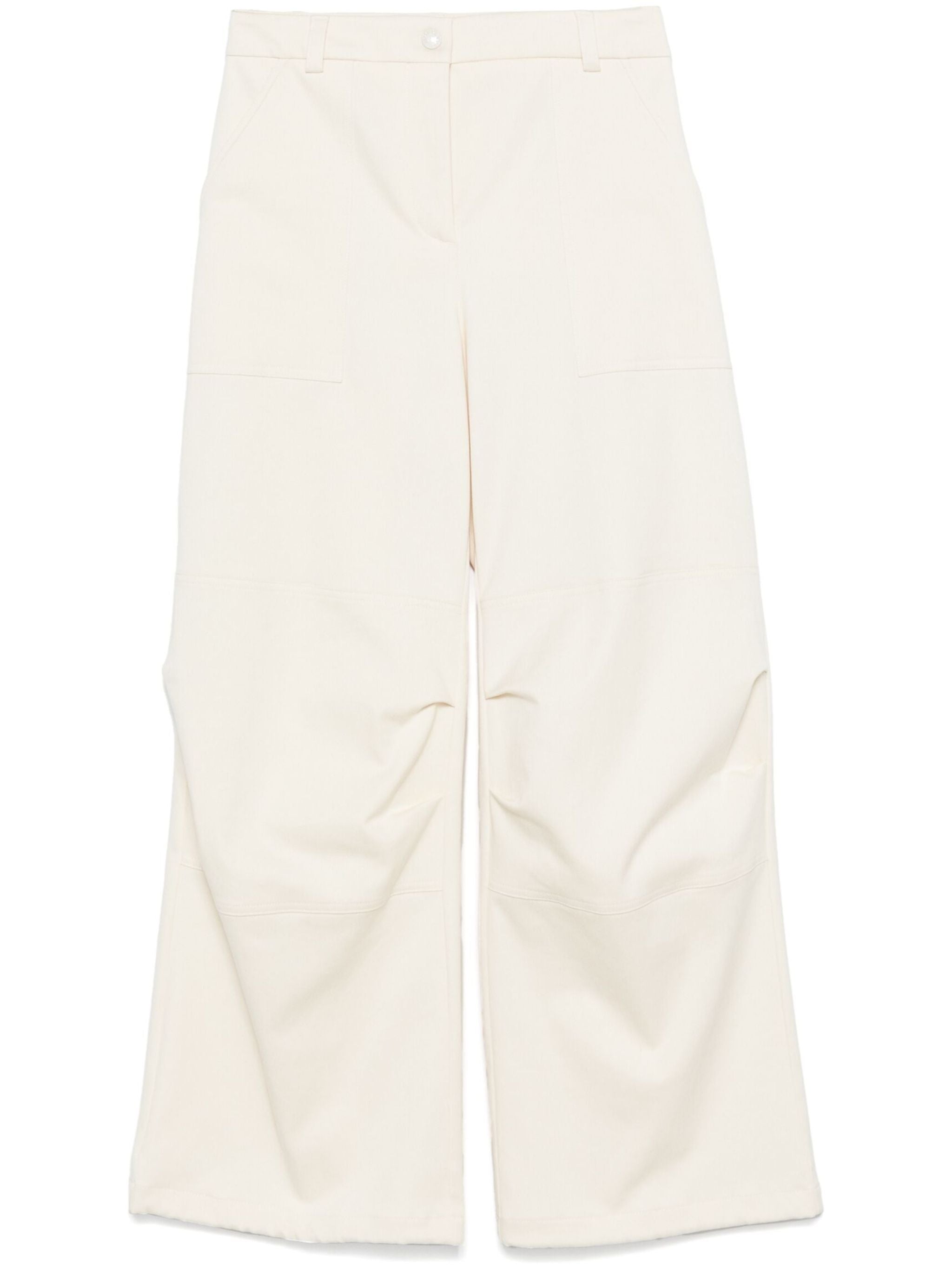 MONCLER WOMEN Stretch Cotton Cargo Trousers Beige