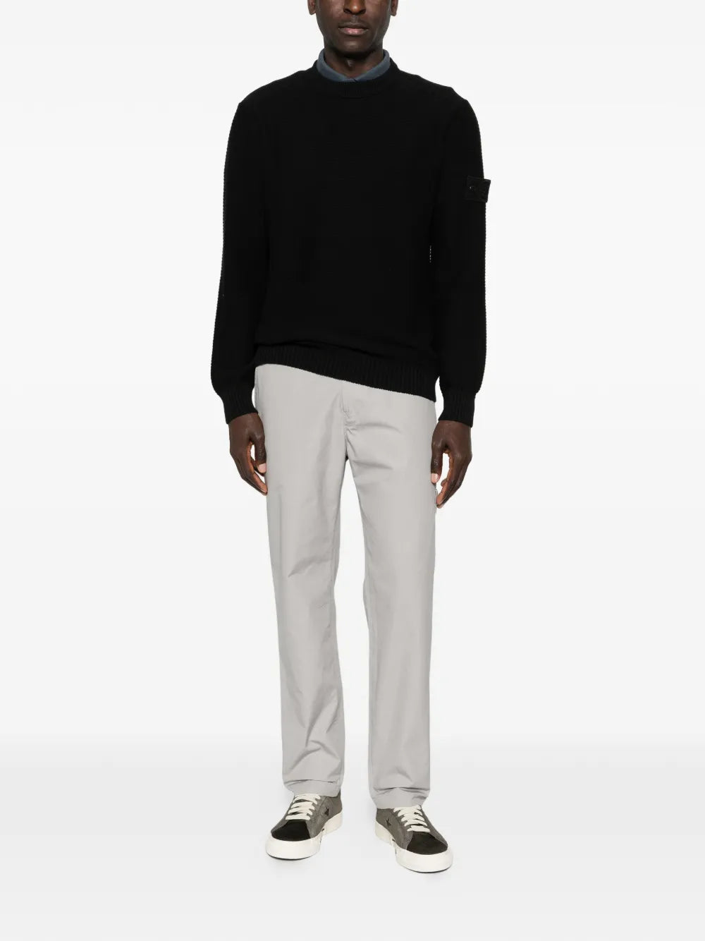 STONE ISLAND Ribbed Crewneck Sweater Black